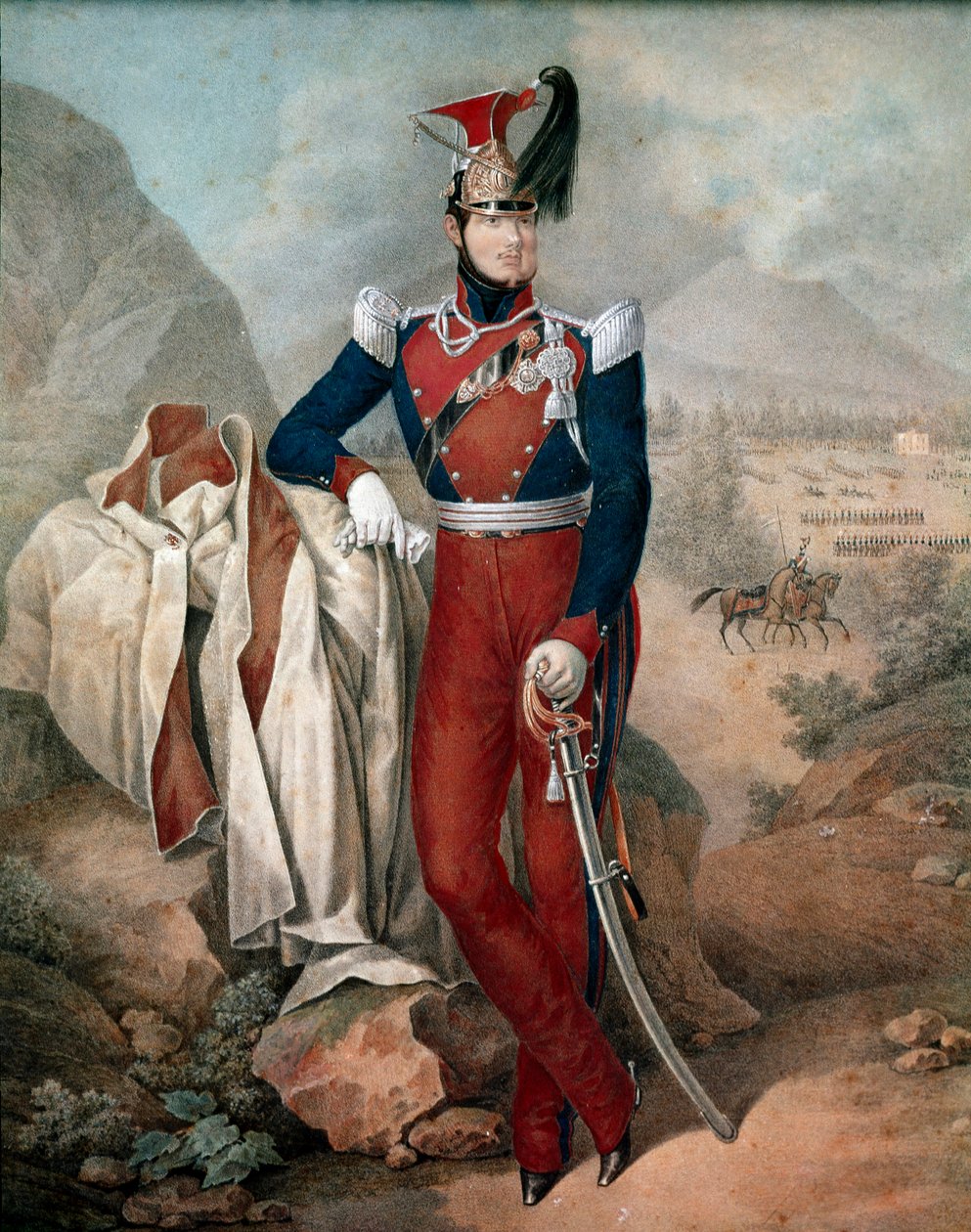 Portræt af Ferdinand II (Ferdinando Carlo) (1810-1859), konge af de to Sicilier (To Sicilier) Anonym akvarel. Museo Nazionale di San Martino Napoli fra det 19. århundrede af Italian School