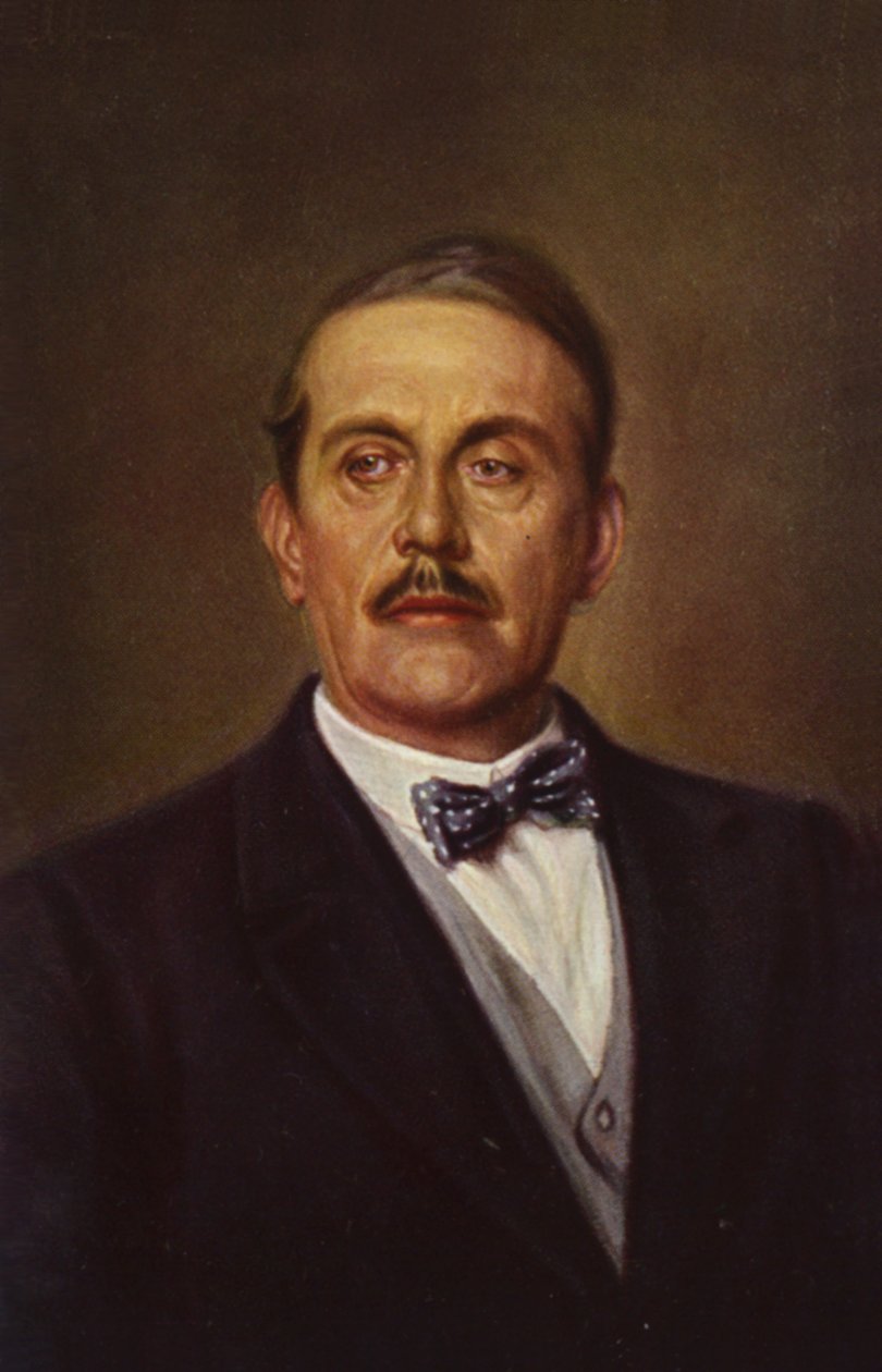 Portræt af Giacomo Puccini (farvelitografi) af Italian School