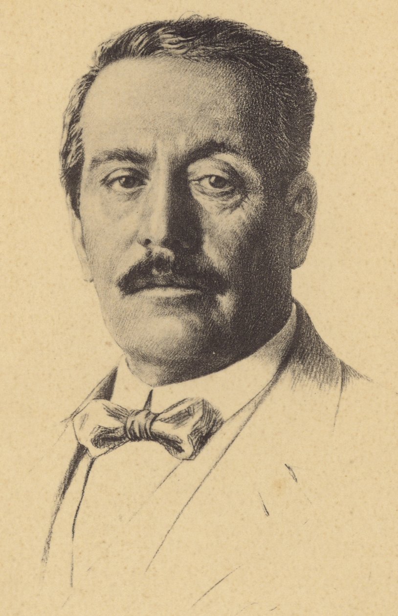 Portræt af Giacomo Puccini (litografi) af Italian School