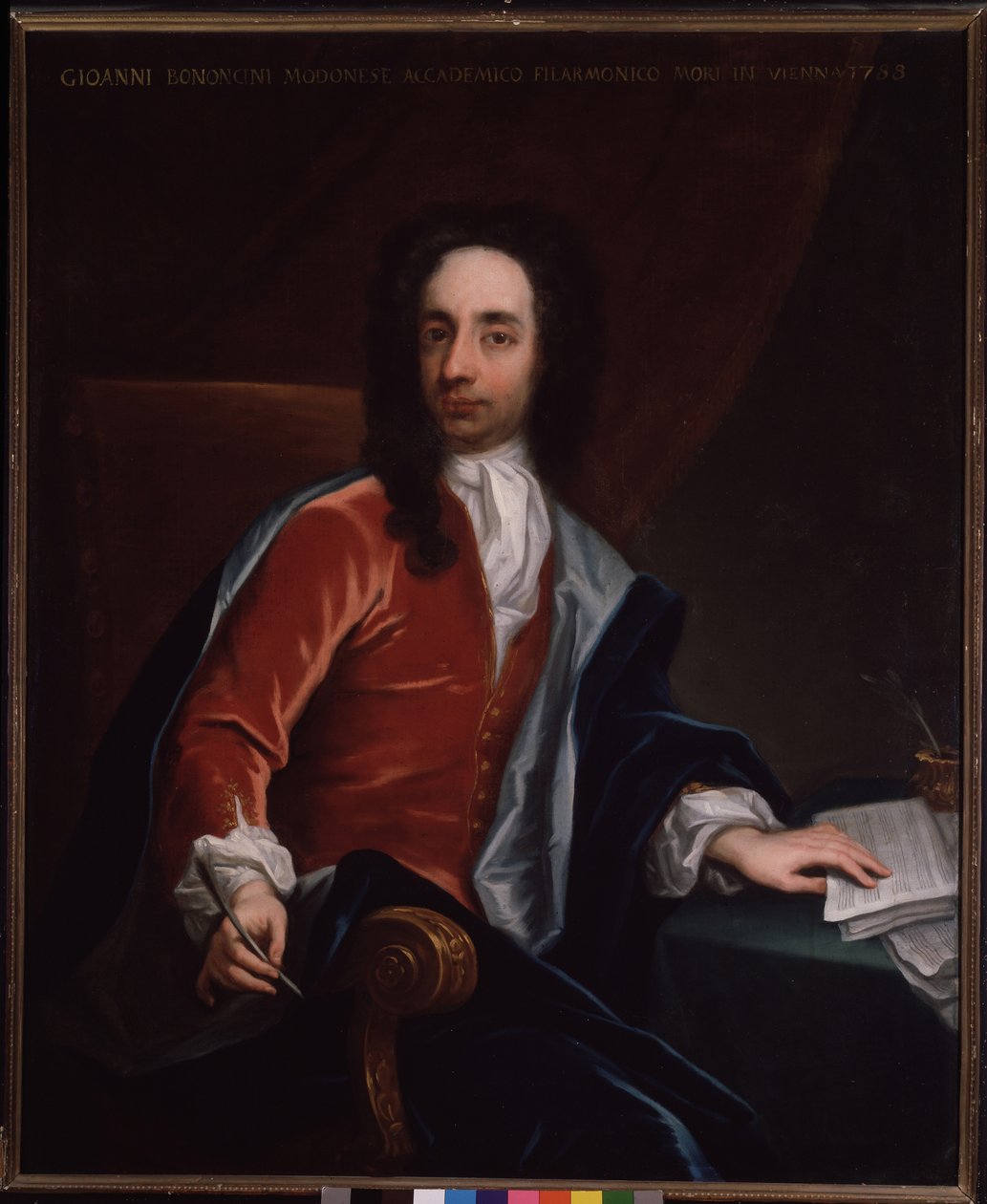 Portræt af Giovanni Battista Bononcini (1670-1747) italiensk barokkomponist og cellist af Italian School