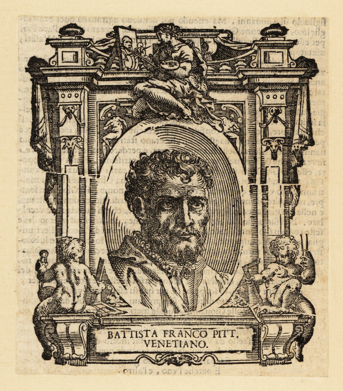 Portræt af Giovanni Battista Franco, italiensk maneristmaler og etser aktiv i Rom, Urbino og Venedig i midten af det 16. århundrede af Italian School