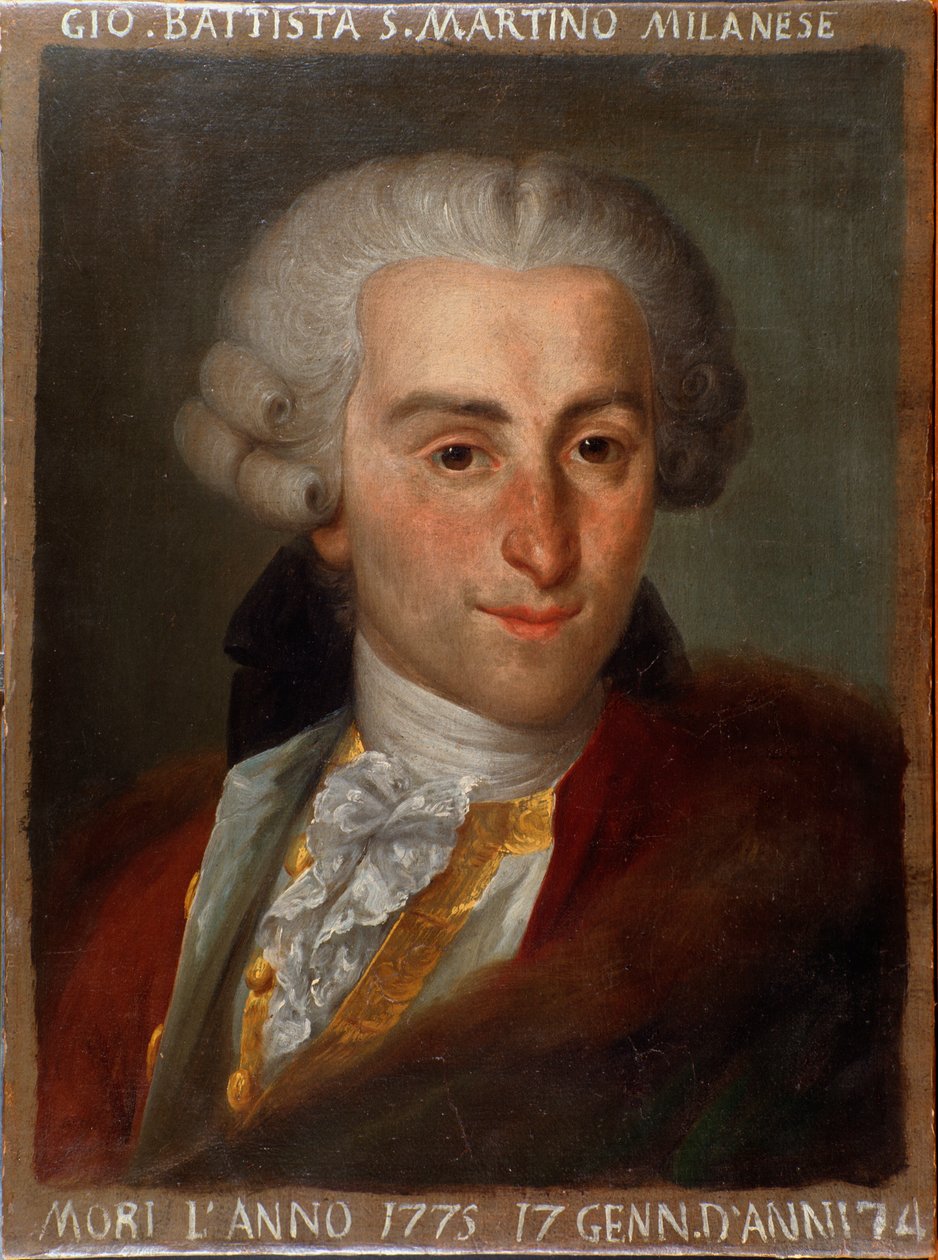 Portræt af Giovanni Battista Sammartini (1700-1775) italiensk komponist. af Italian School