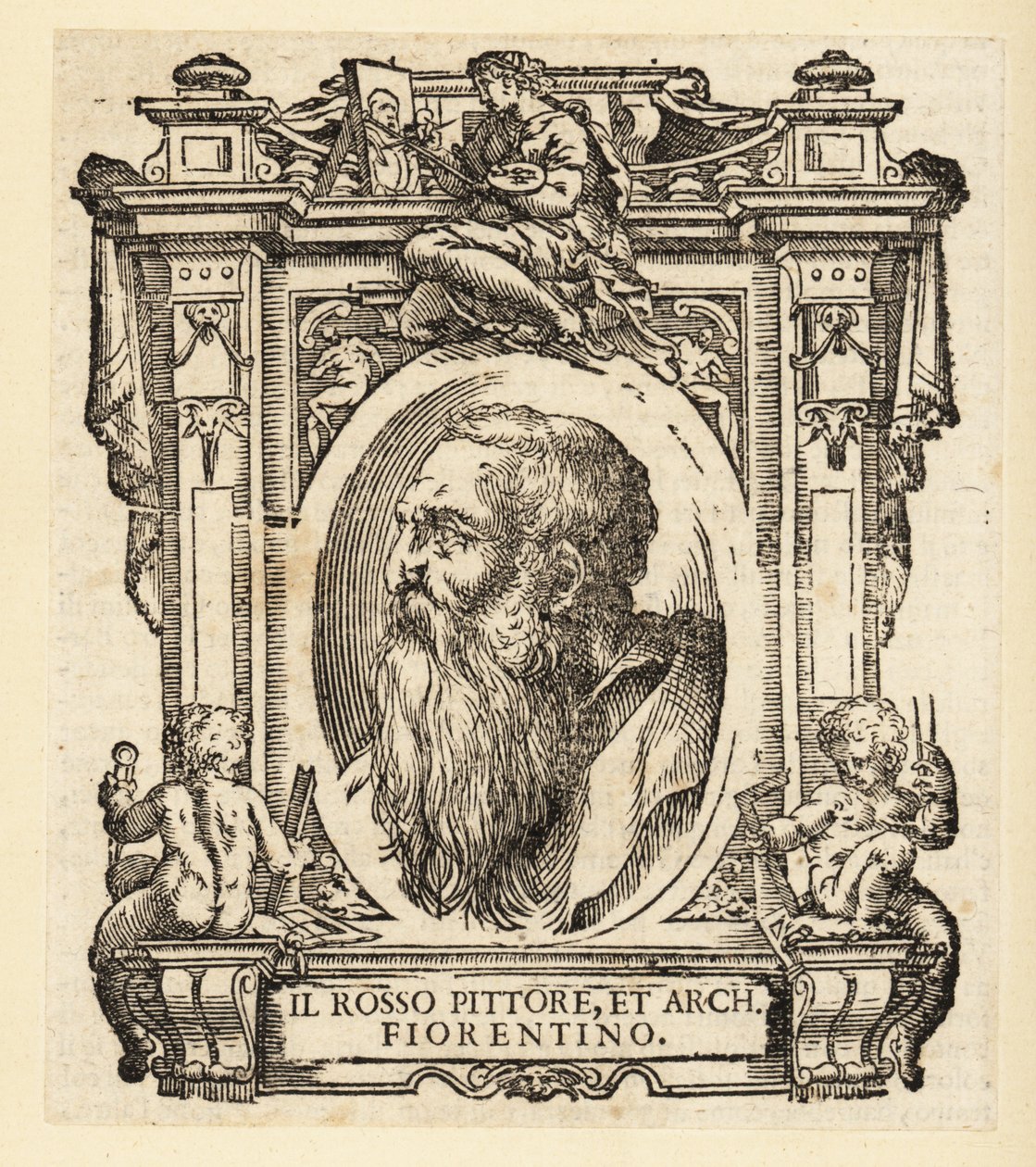 Portræt af Giovanni Battista di Jacopo, kendt som Rosso Fiorentino eller Il Rosso, italiensk arkitekt og maneristisk maler i olie og freskomaleri fra den florentinske skole af Italian School