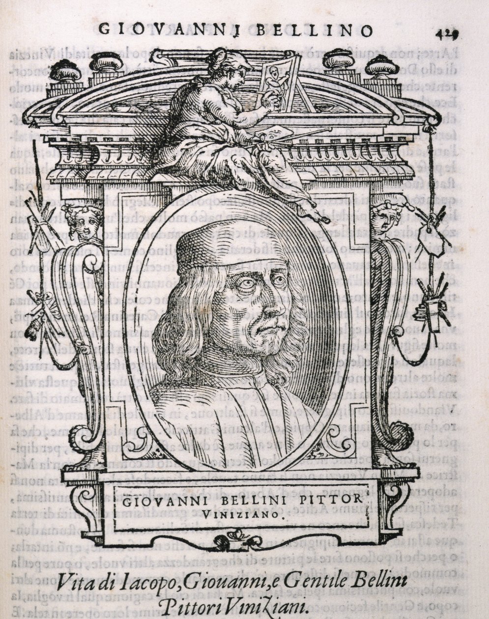 Portræt af Giovanni Bellini (ca. 1431-1516) fra Vasaris Lives of the Artists, udgivet første gang 1550 af Italian School