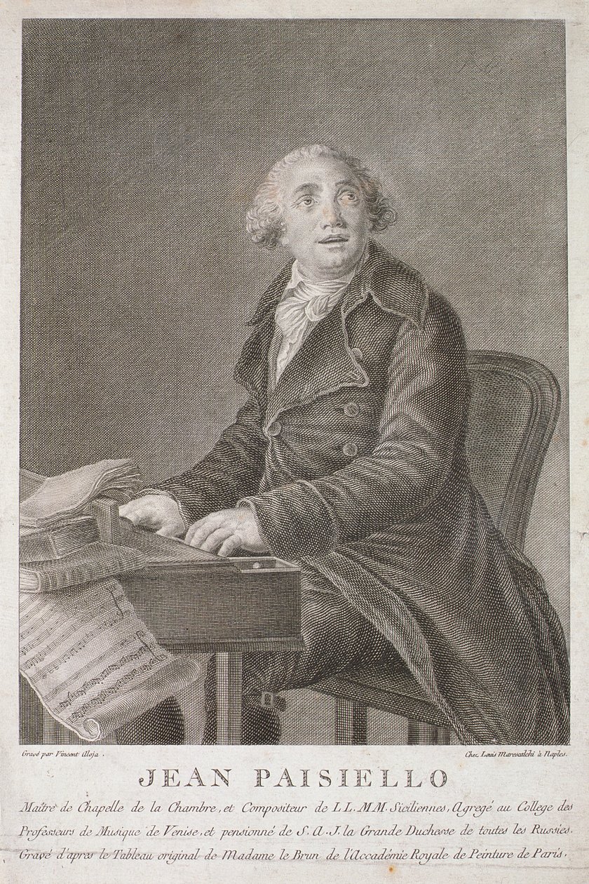 Portræt af Giovanni Paisiello (1782-1840) graveret af Vincent Aloja af Italian School