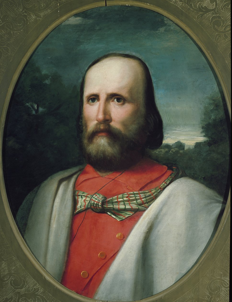 Portræt af Giuseppe Garibaldi (olie på lærred) af Italian School