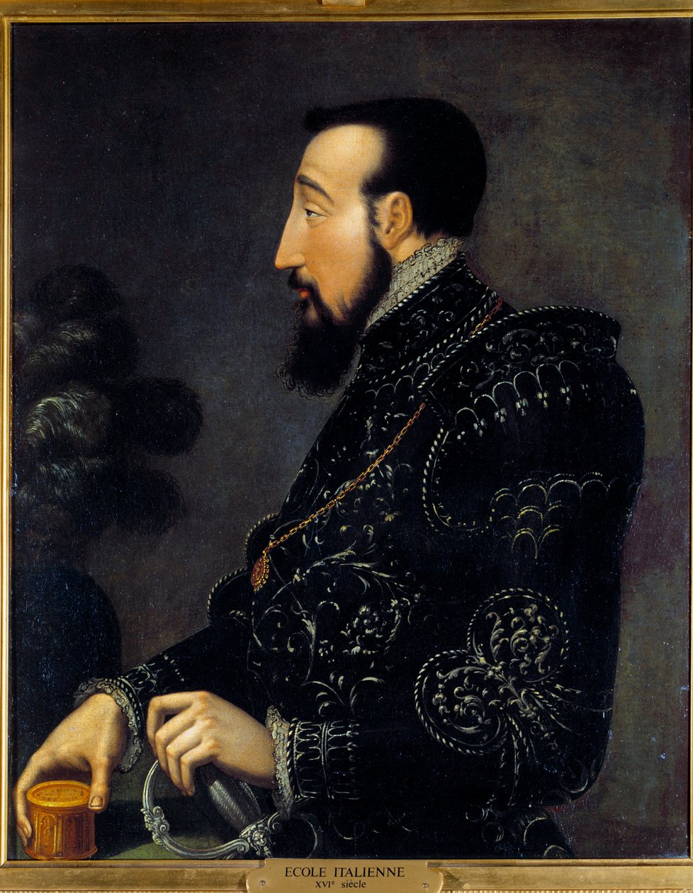 Portræt af Henrik II, konge af Frankrig (1519-1559) Maleri af den italienske skole. 16. århundrede. Søn 0,58x0,46 m Chantilly, museum Conde af Italian School