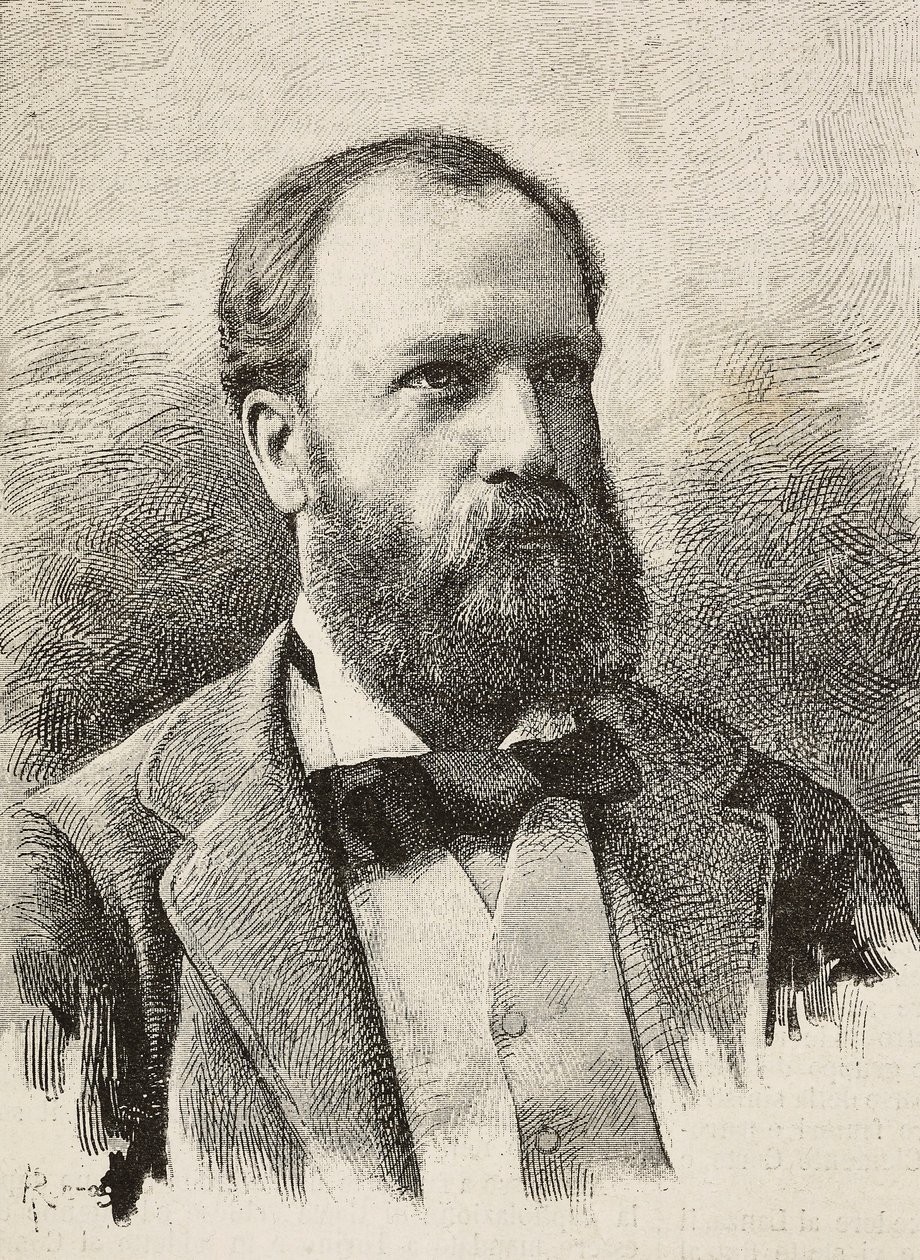 Portræt af Karl Hillebrand (1829-1884), tysk historiker, gravering af Riera fra fotografi af Schemboche, fra L