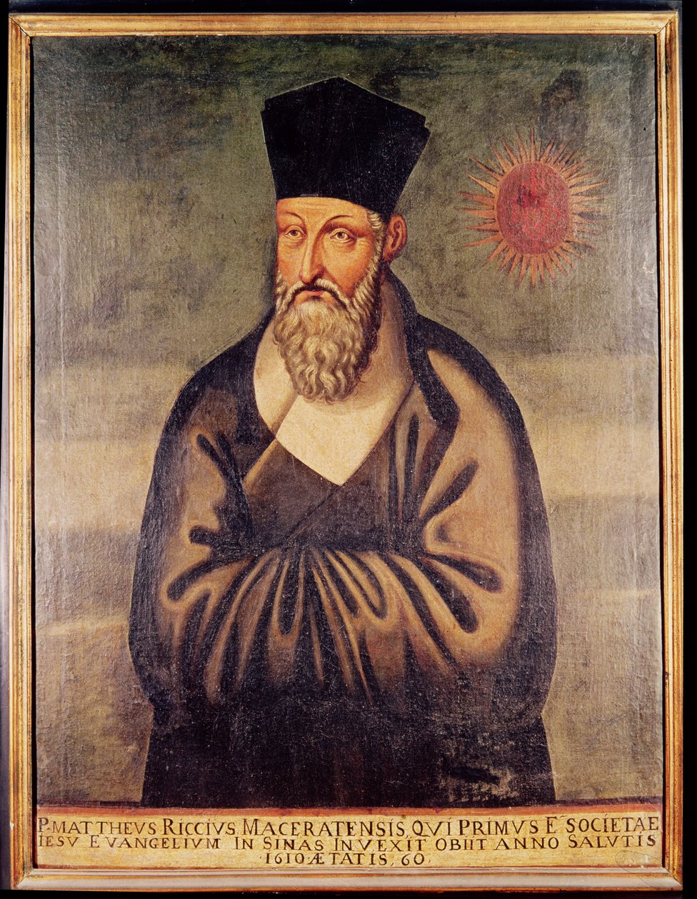 Portræt af Matteo Ricci (1552-1610) italiensk missionær, grundlægger af jesuitermissionen i Kina (panel) af Italian School