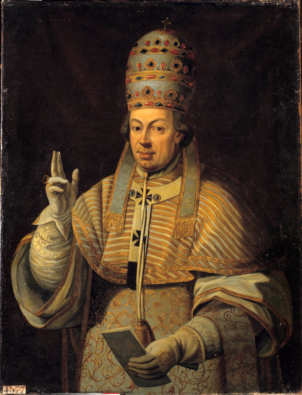 Portræt af pave Pius (Pio eller Pius) VI (1717-1799). Anonymt italiensk maleri af Italian School