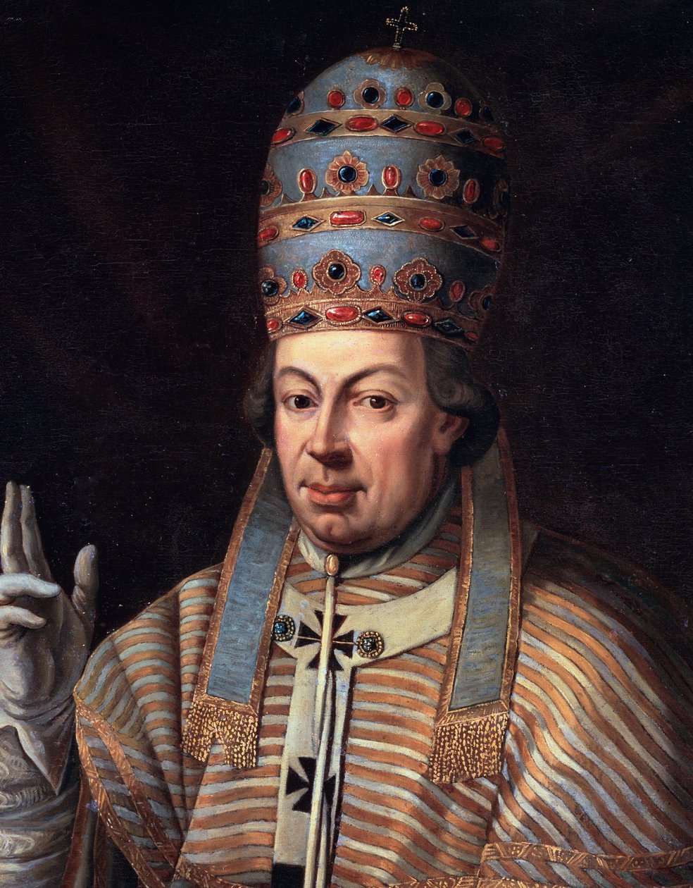Portræt af pave Pius VI, detalje (olie på lærred af Italian School