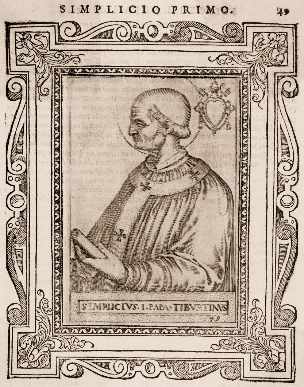 Portræt af pave Simplicius, ca. 1760 (gravering) af Italian School