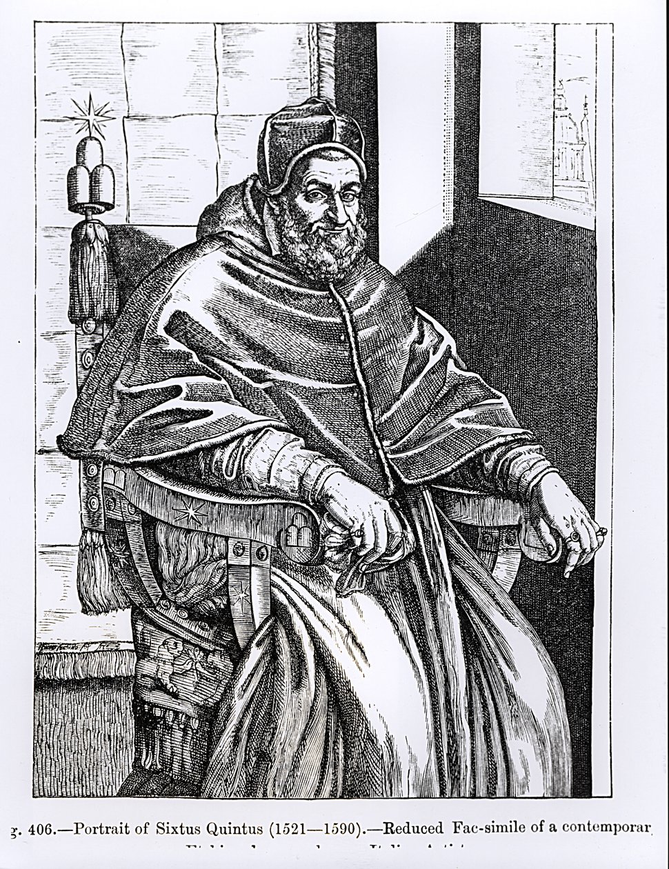 Portræt af pave Sixtus V (1520-90) illustration fra 