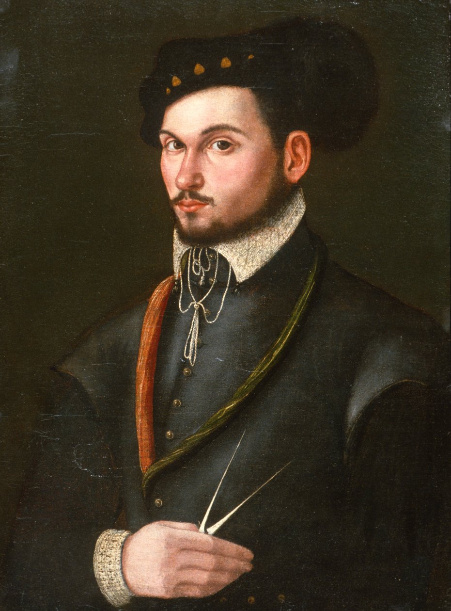 Portræt af en navigatør med sine skillelinjer for at stikke en kurs ud, ca. 1560 af Italian School