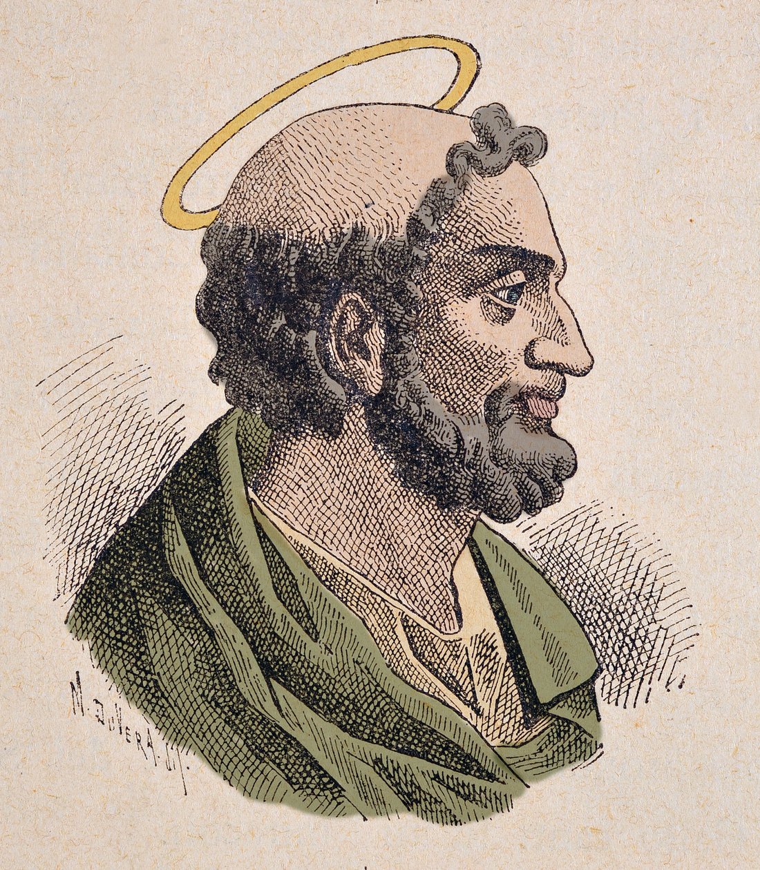 Portræt af Saint Pierre (1er siecle), den første pave og biskop af Roma. af Italian School