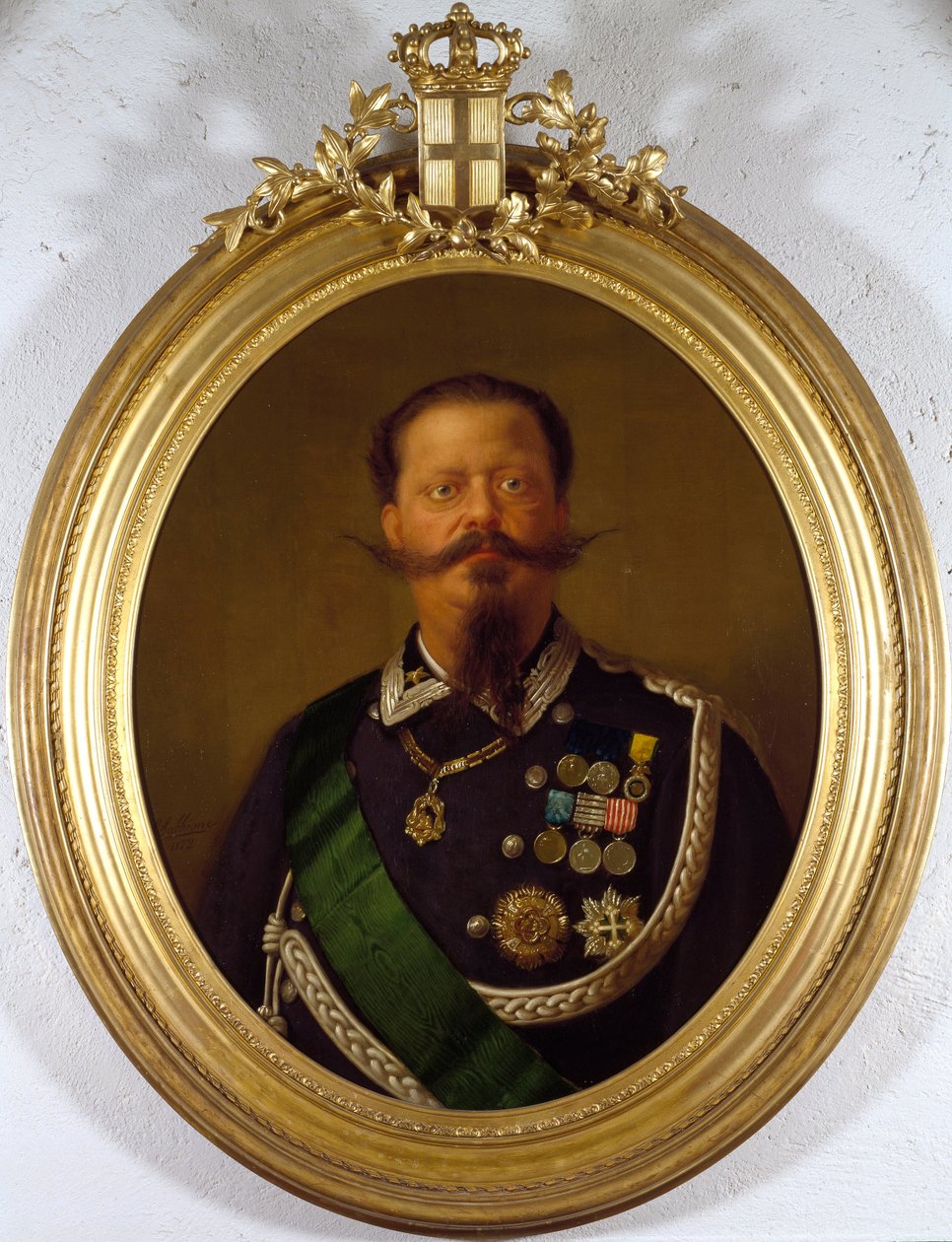 Portræt af kongen af Italien Vittorio Emanuele II (Victor Emmanuel) (Victor-Emmanuel) (1820-1870) Anonymt maleri. 1800-tallets privatsamling - Portræt af kongen af Italien, Victor Emanuel II (Vittorio Emanuele II) (1820-1870). Anonymt maleri af Italian School