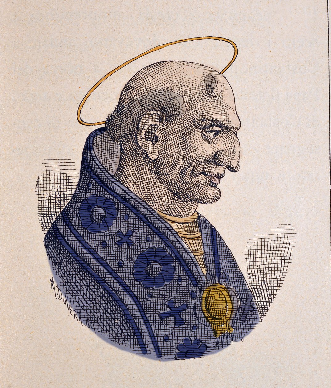 Portræt af pave Adeodat II eller Dieudonne (672-676) af Italian School