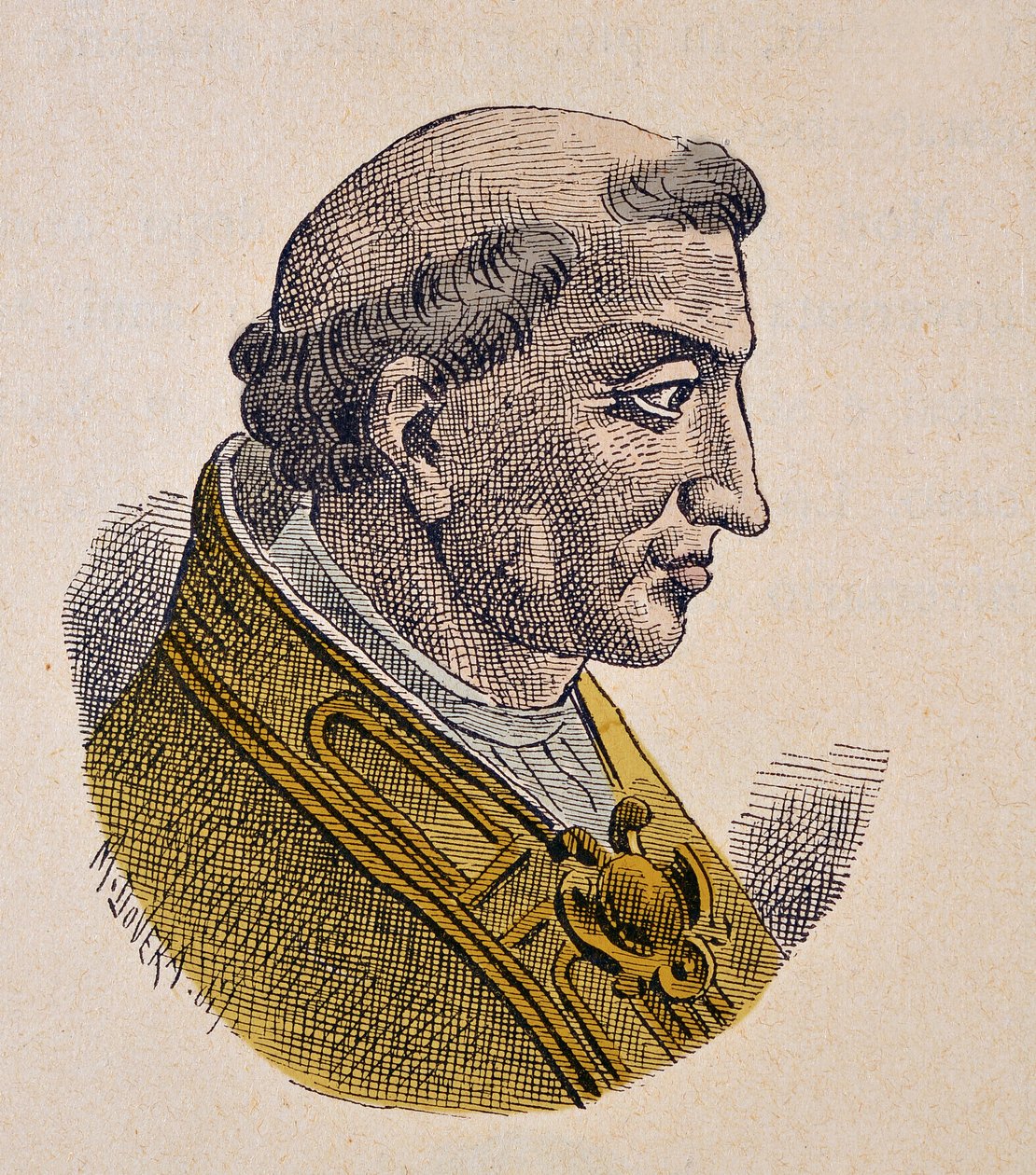 Portræt af pave Benedikt III (855-858) af Italian School