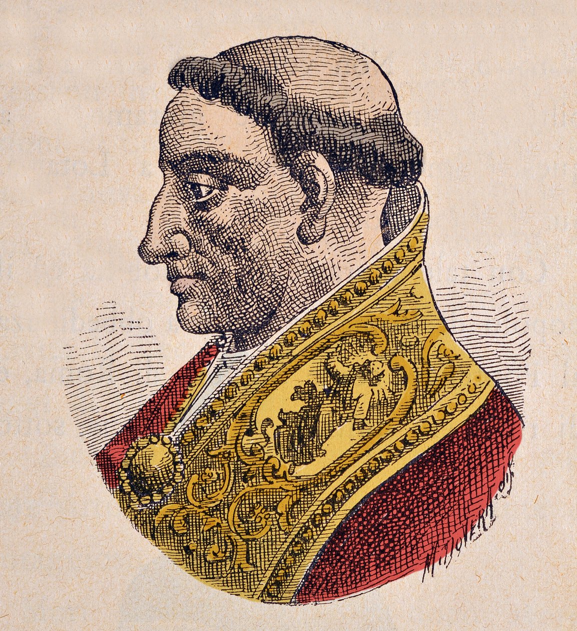Portræt af paven Gregoire IV (Gregorio, Gregorius eller Gregorius) (827-844) af Italian School