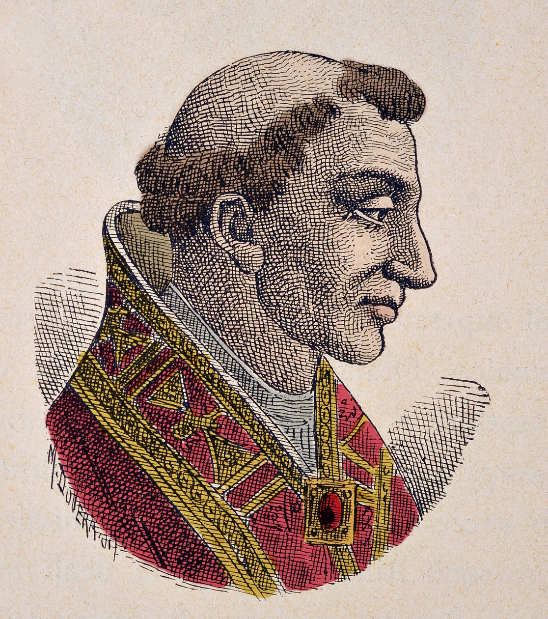 Portræt af pave Johannes VIII (Giovanni, Ioannes) (872-882) af Italian School