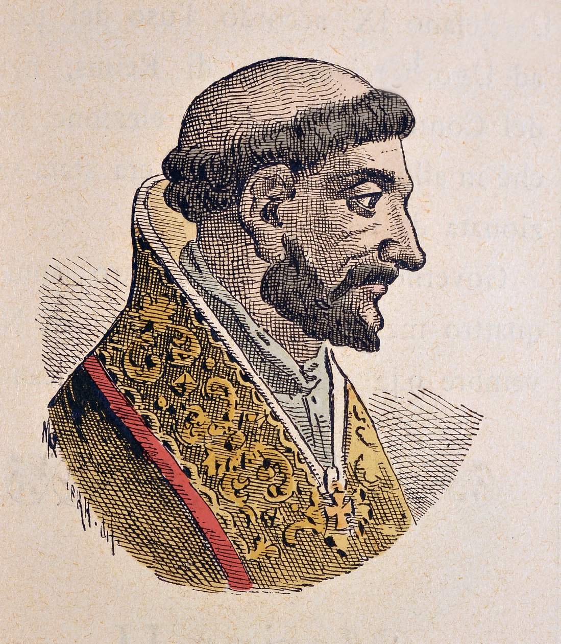 Portræt af pave Johannes XI (Giovanni, Ioannes) (931-935) af Italian School