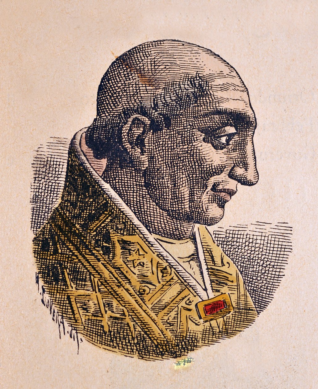 Portræt af pave Landon (913-914) af Italian School