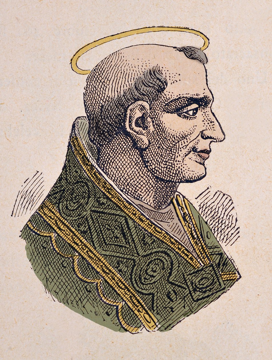 Portræt af paven Leon Ier le Grand (Leo, Leone magno eller magnus) (440-461) af Italian School
