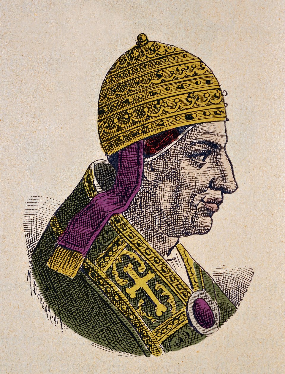 Portræt af paven Nicolas Ier le Grand (Nicola I, Nicholas eller Nicolo eller Niccolo eller Nicolaus) (858-867) af Italian School