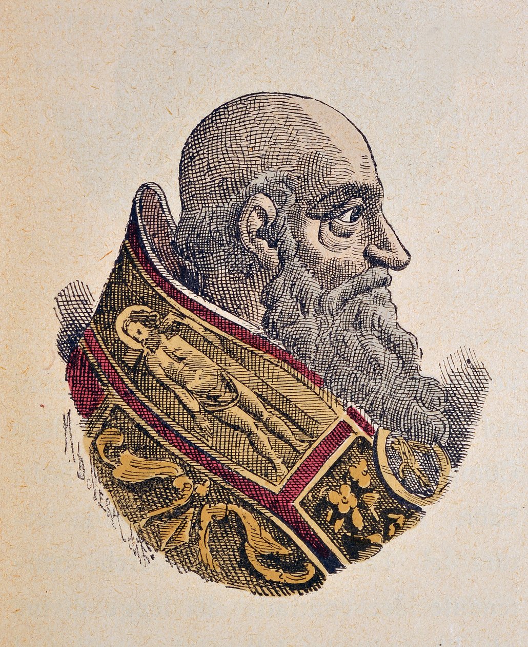 Portræt af pave Paul III (Paolo, Paulus eller Alessandro Farnese) (1534-1549), 1898 (gravering med senere farvelægning) af Italian School