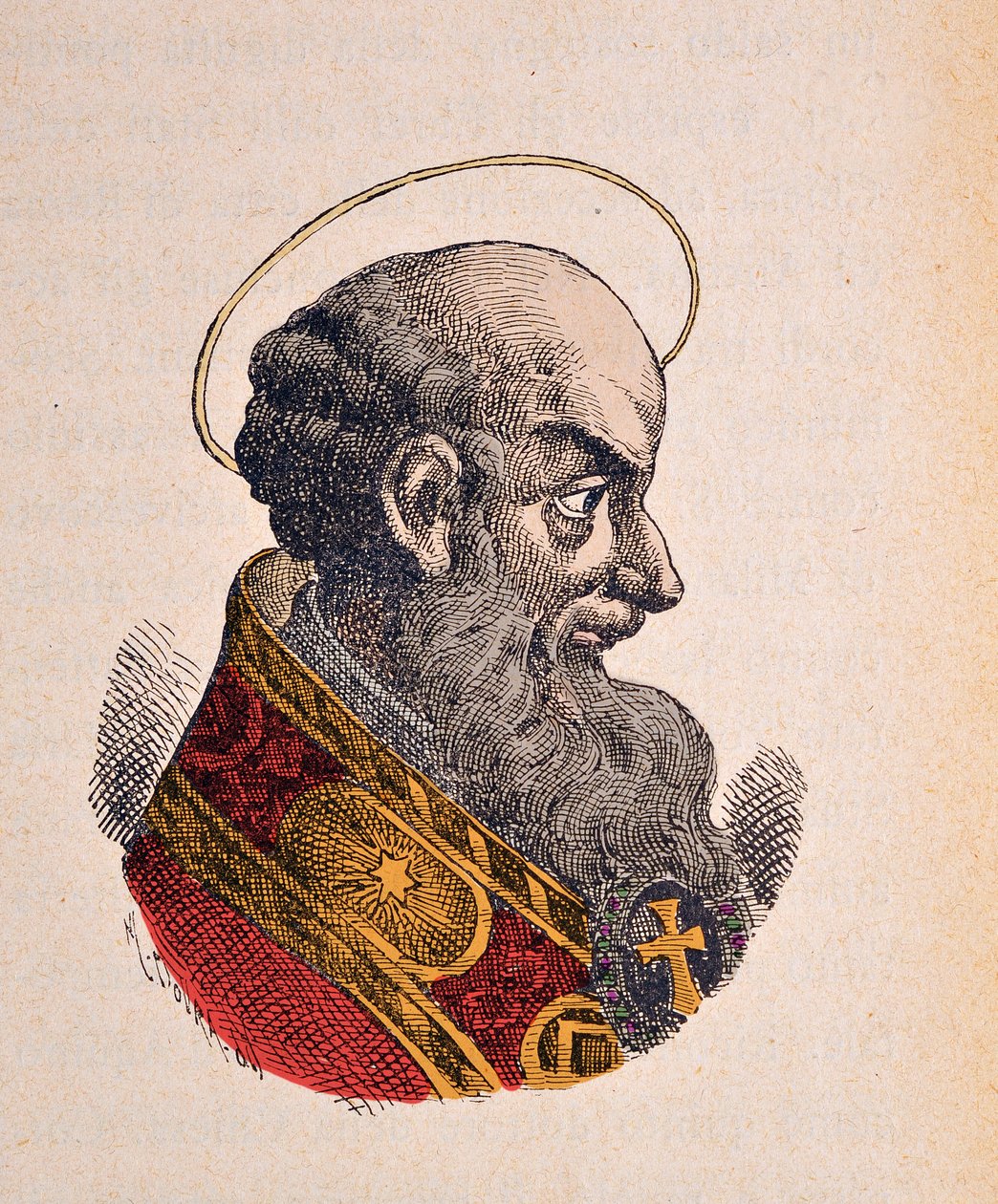 Portræt af paven Saint Pie V (Pius eller Pio) (1566-1572), 1898 (gravering med senere farvelægning) af Italian School