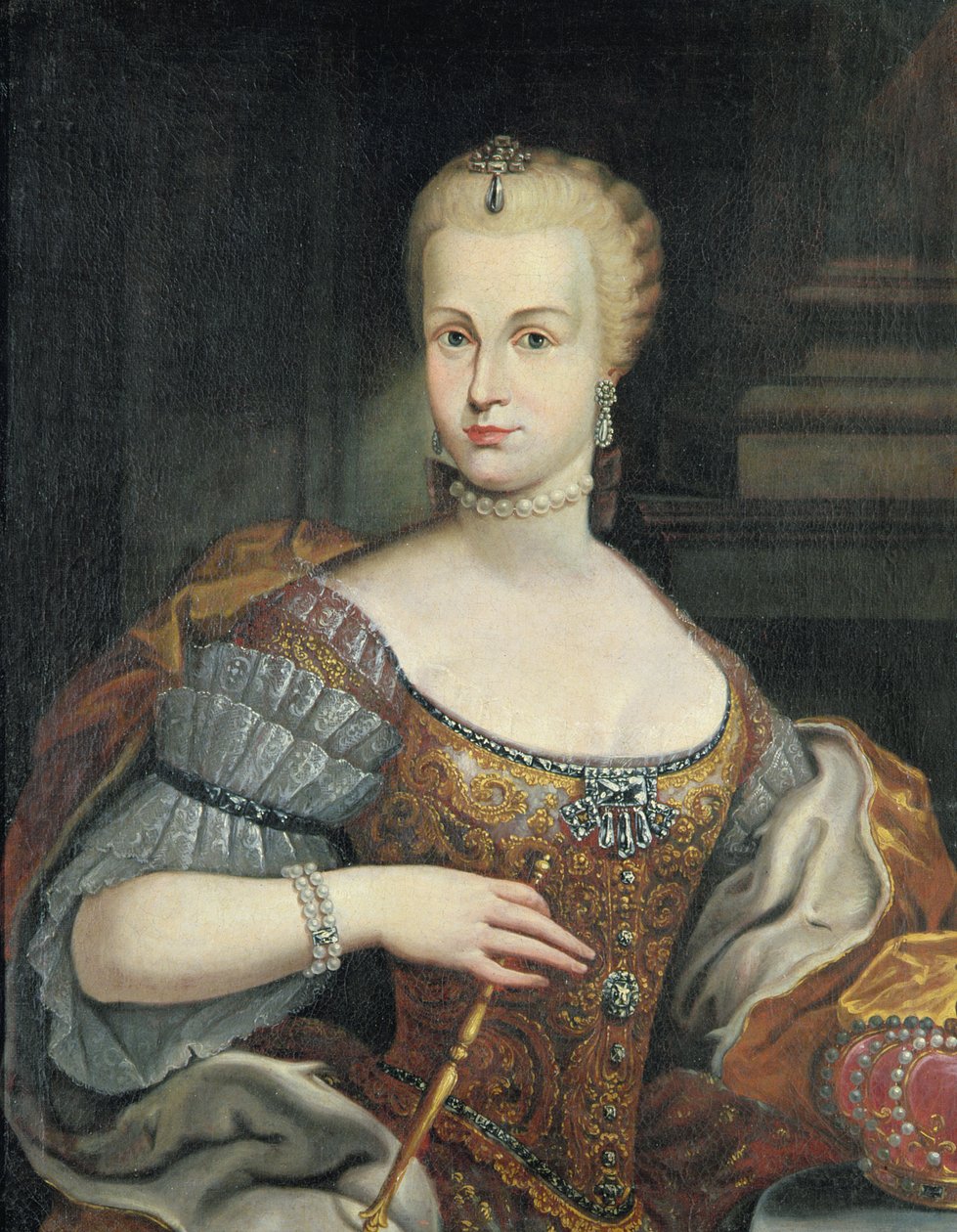Portræt af Pietro Leopoldo di Lorenas hustru, ca. 1750 af Italian School