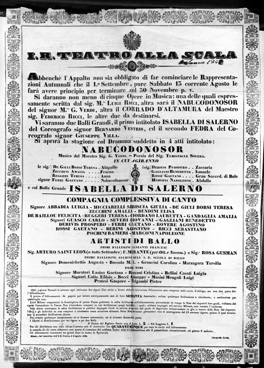 Plakat for I.R. Teatro alla Scala, 