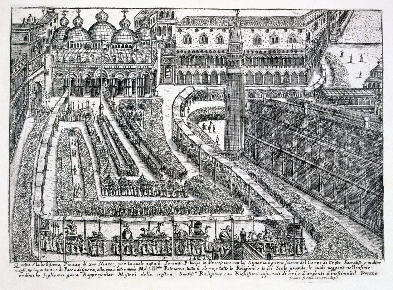 Procession for Corpus Christi på Piazza San Marco, 1876 af Italian School