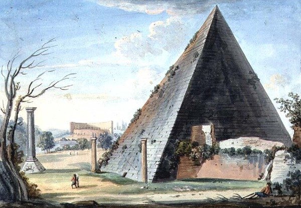 Pyramidegrav af Caius Cestus (akvarel) af Italian School