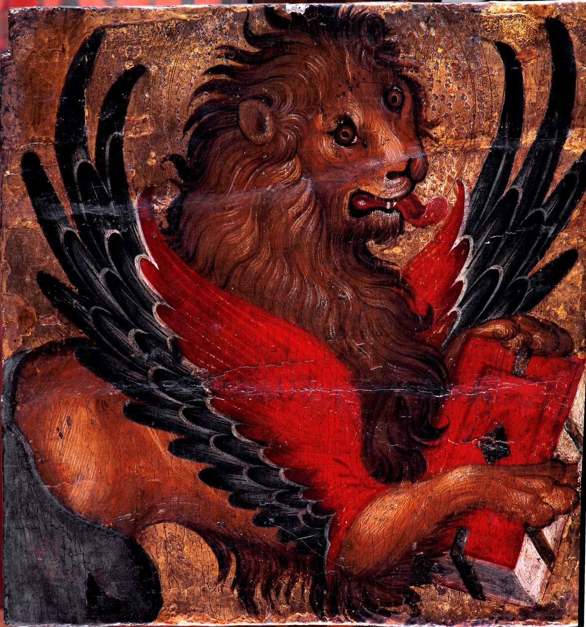 Repræsentation af Løven af St. Mark. Maleri på træ af venetiansk kunstner. 15. århundrede søn. 34x34 cm Venedig, Museo Correr af Italian School