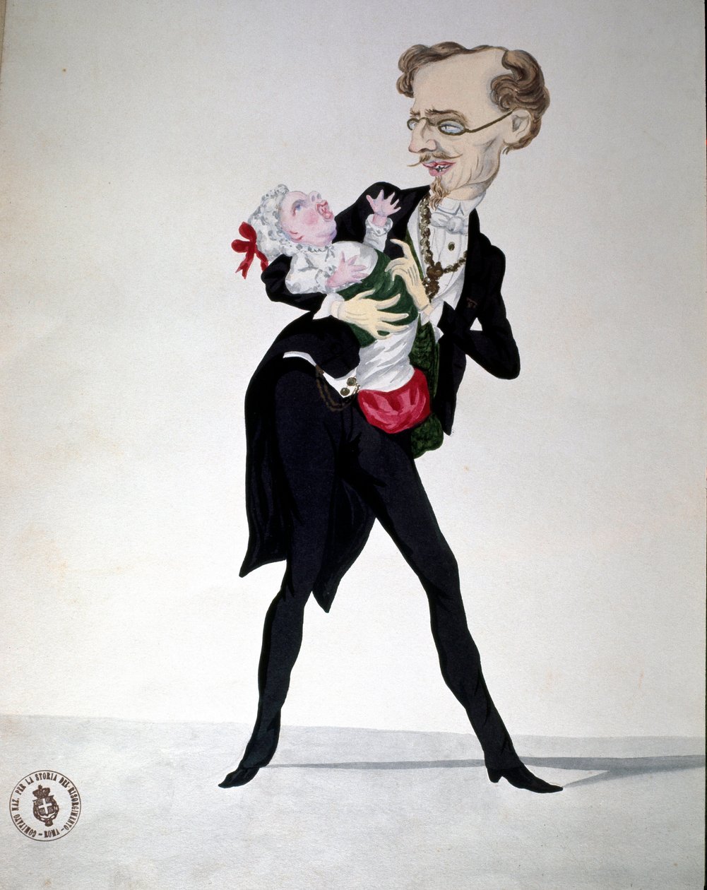 Risorgimento: tegneserie, der repræsenterer finansministeren Bettino Ricasoli (1809-1880) 1865 Museo Nazionale del Risorgimento Rom af Italian School