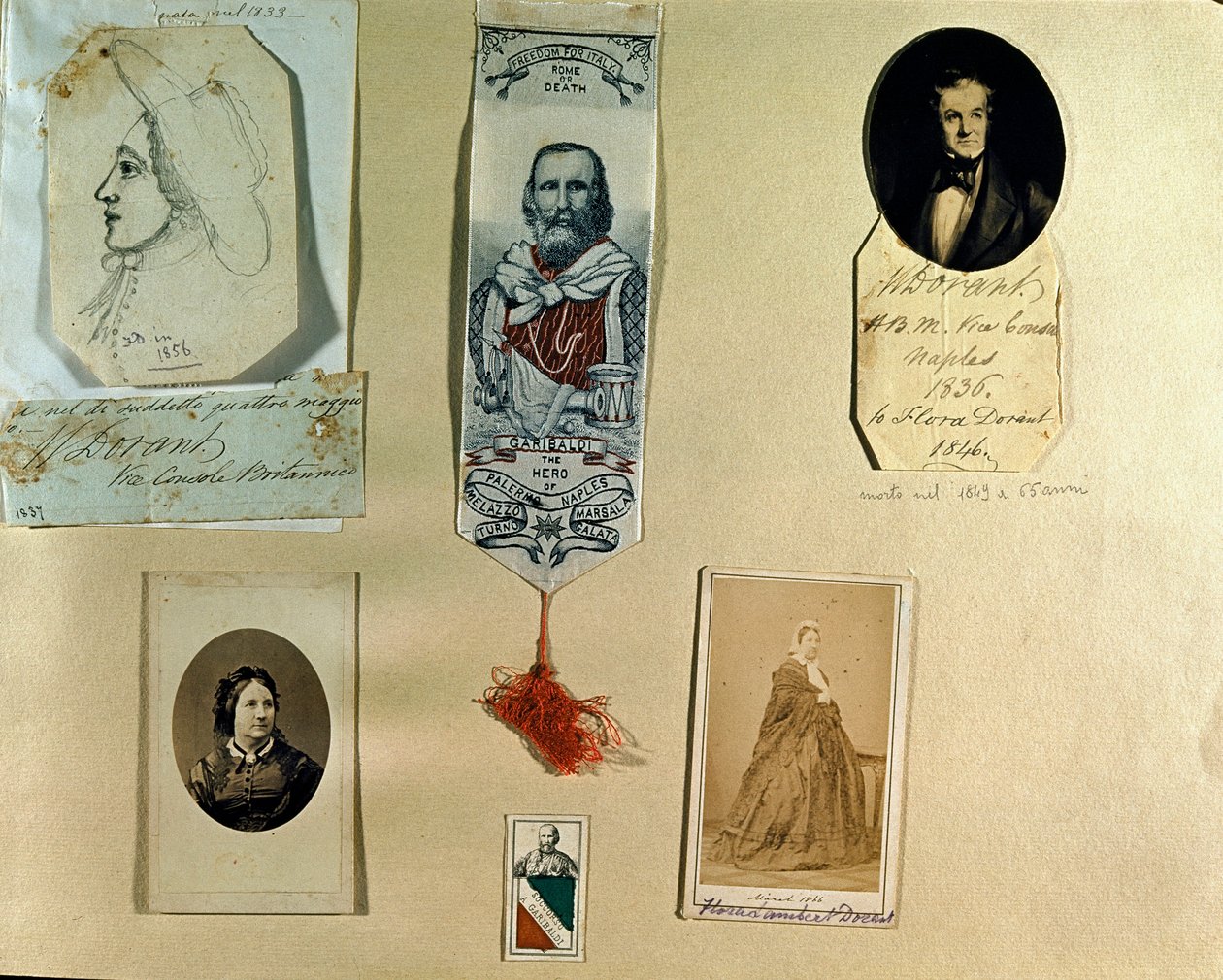 Risorgimento: collageplade omkring den italienske patriot Giuseppe Garibaldi (1807-1882). Rom, Risorgimentos museum af Italian School