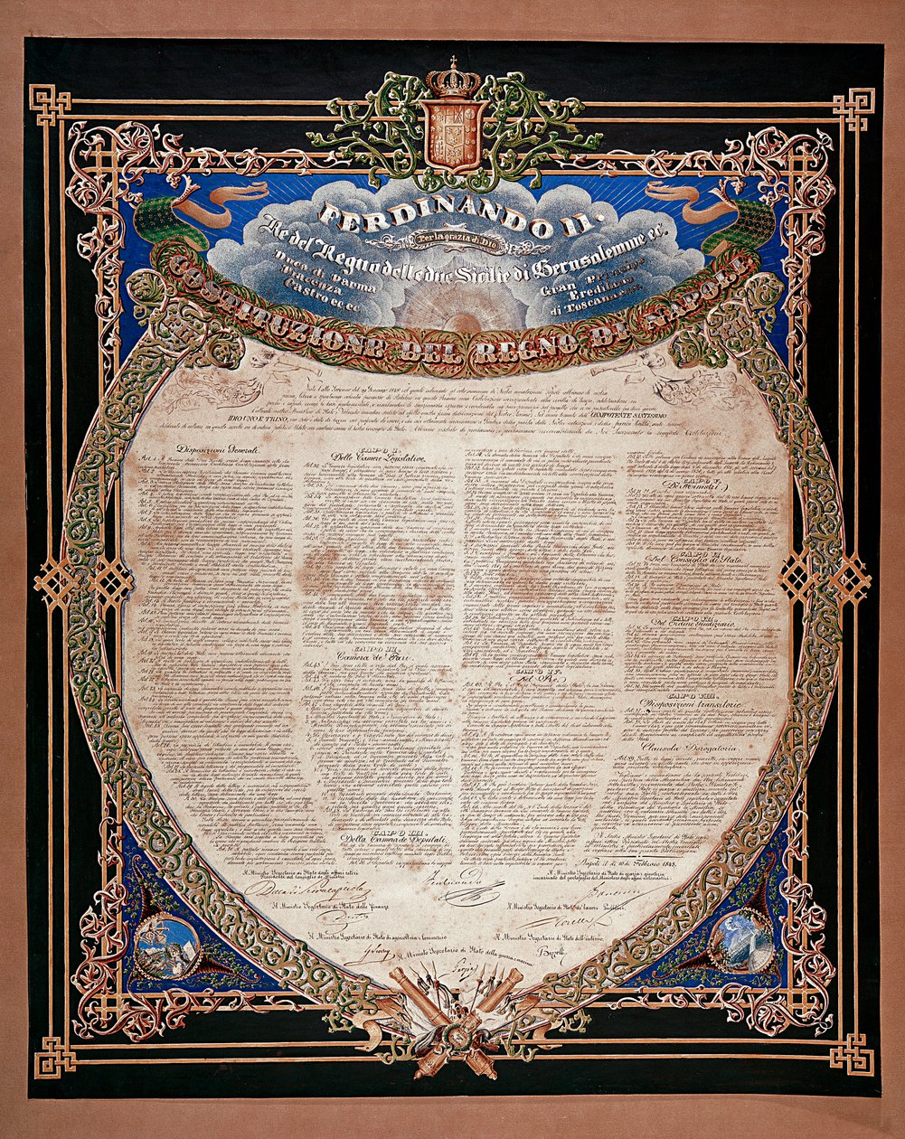 Risorgimento: forfatning proklameret af kong Ferdinand II af de to Sicilier (1810-1859) i 1847. Napoli, Museo Nazionale di San Martino Italien af Italian School