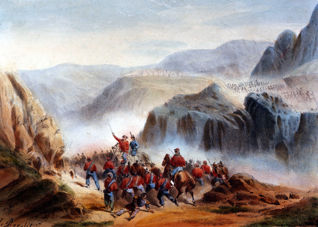 Risorgimento: Slaget ved Calatafimi på Sicilien mellem tropperne fra Giuseppe Garibaldi (1807-1882), Tusind og Armee af Kongeriget De To Sicilier af Italian School