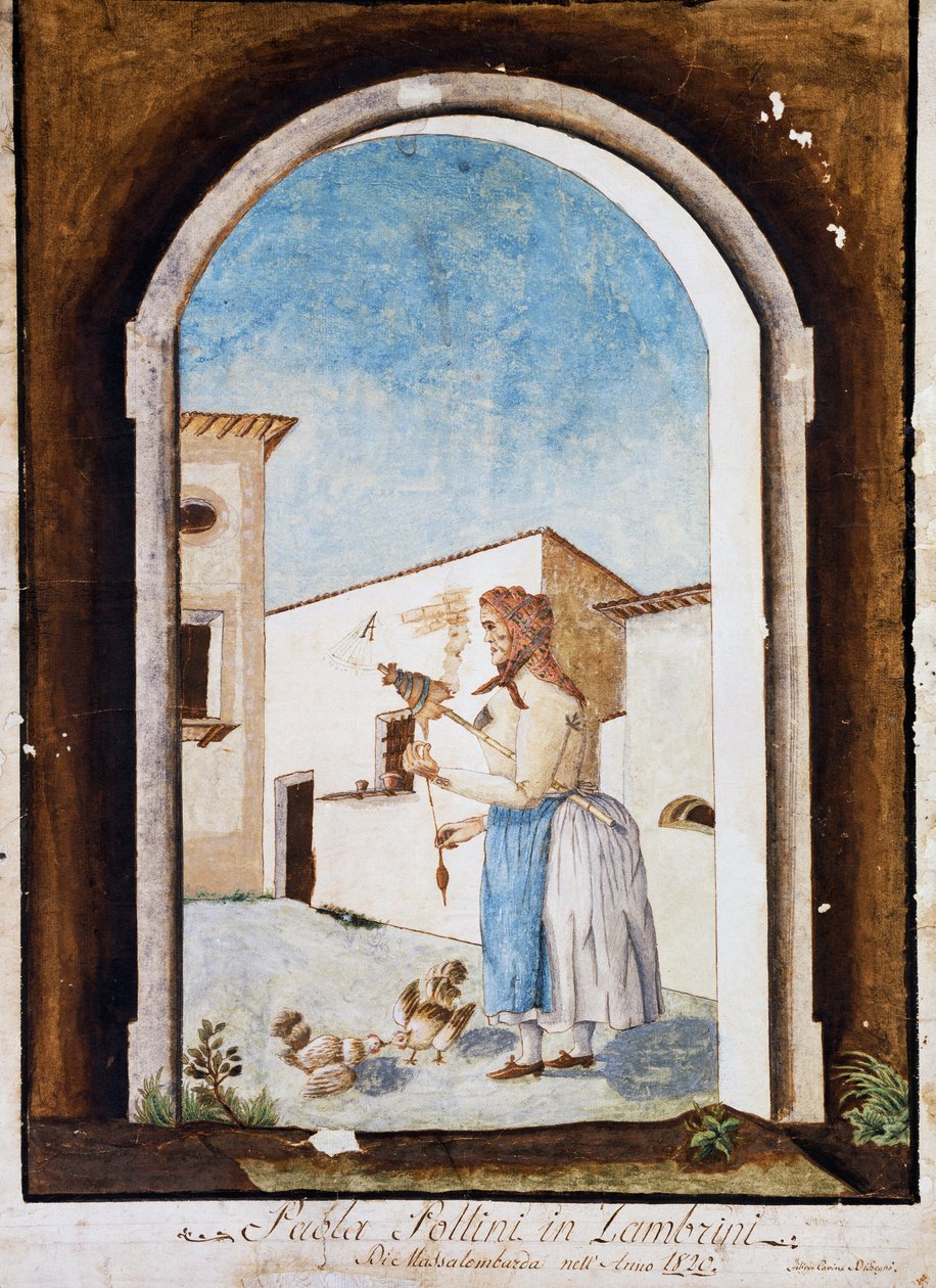 Romagna kvinde, Akvarel og blæk, Italien af Italian School