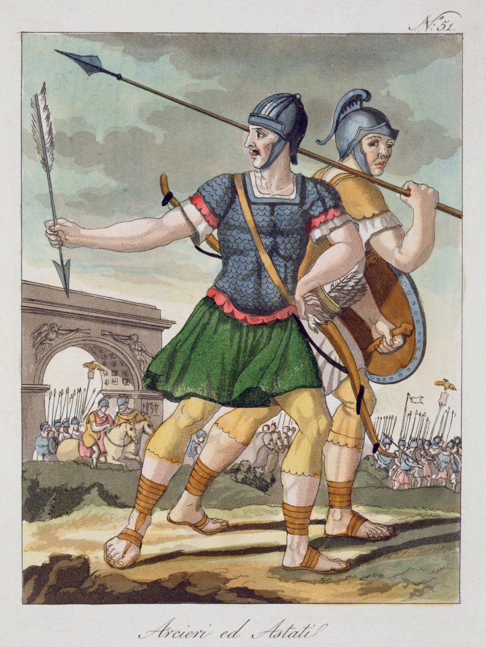 Romerske bueskytter, fra LAntica Roma, 1825 af Italian School