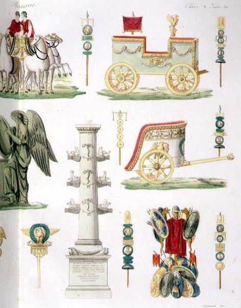 Romerske stridsvogne, trofæer og militærmonumenter, detalje af plade 20, klasse 5 fra del I af 