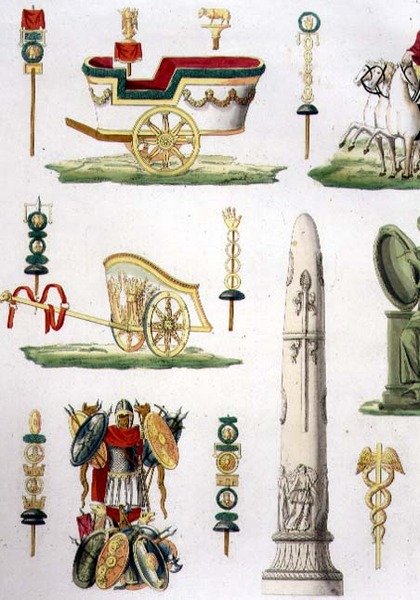 Romerske stridsvogne, trofæer og militærmonumenter, detalje på plade 20, klasse 5 i del I af 