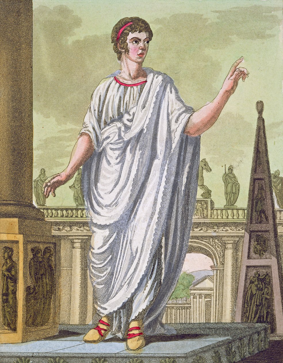 Romersk borger, der hævder beskæftigelse, fra LAntica Roma, 1825 af Italian School