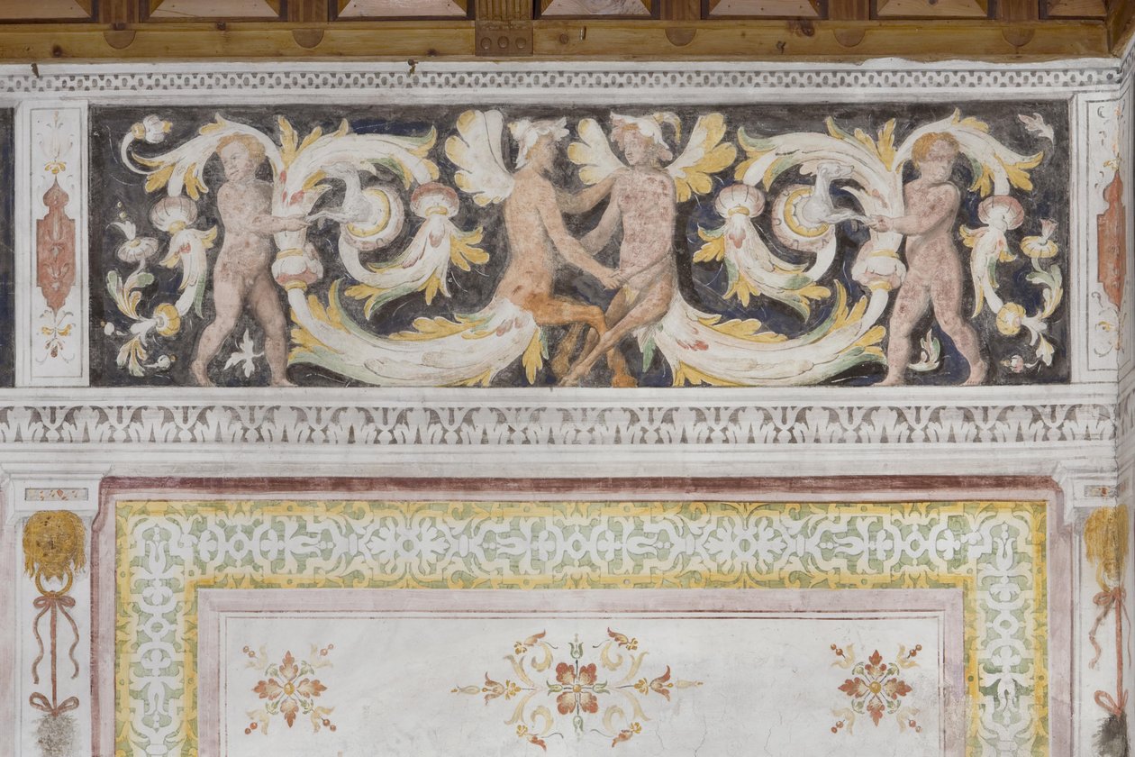 Room of the Amorini, detalje (fresco) af Italian School