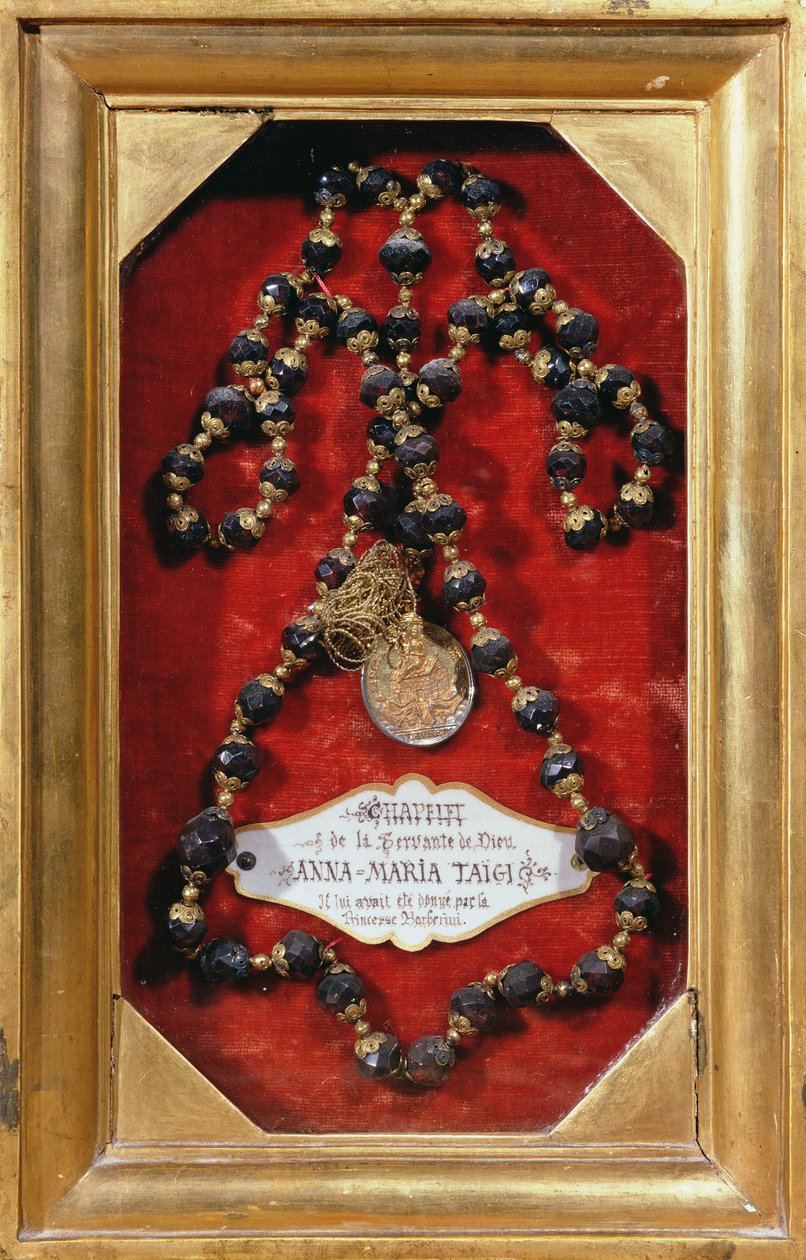 Rosenkrans givet til Anna-Maria Taigi af prinsesse Barberini (guld og ædelsten) af Italian School