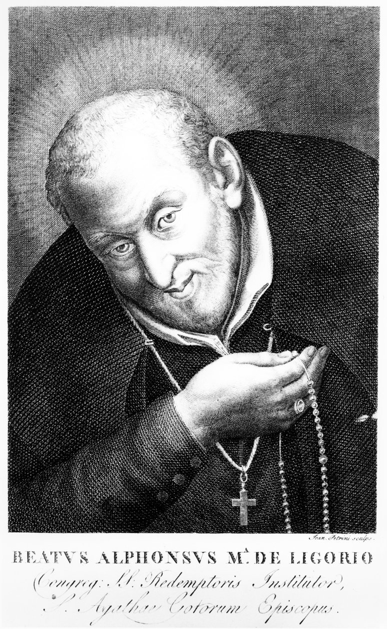 Sankt Alphonsus Maria de Ligorio, tryk lavet af Joan Petrini af Italian School