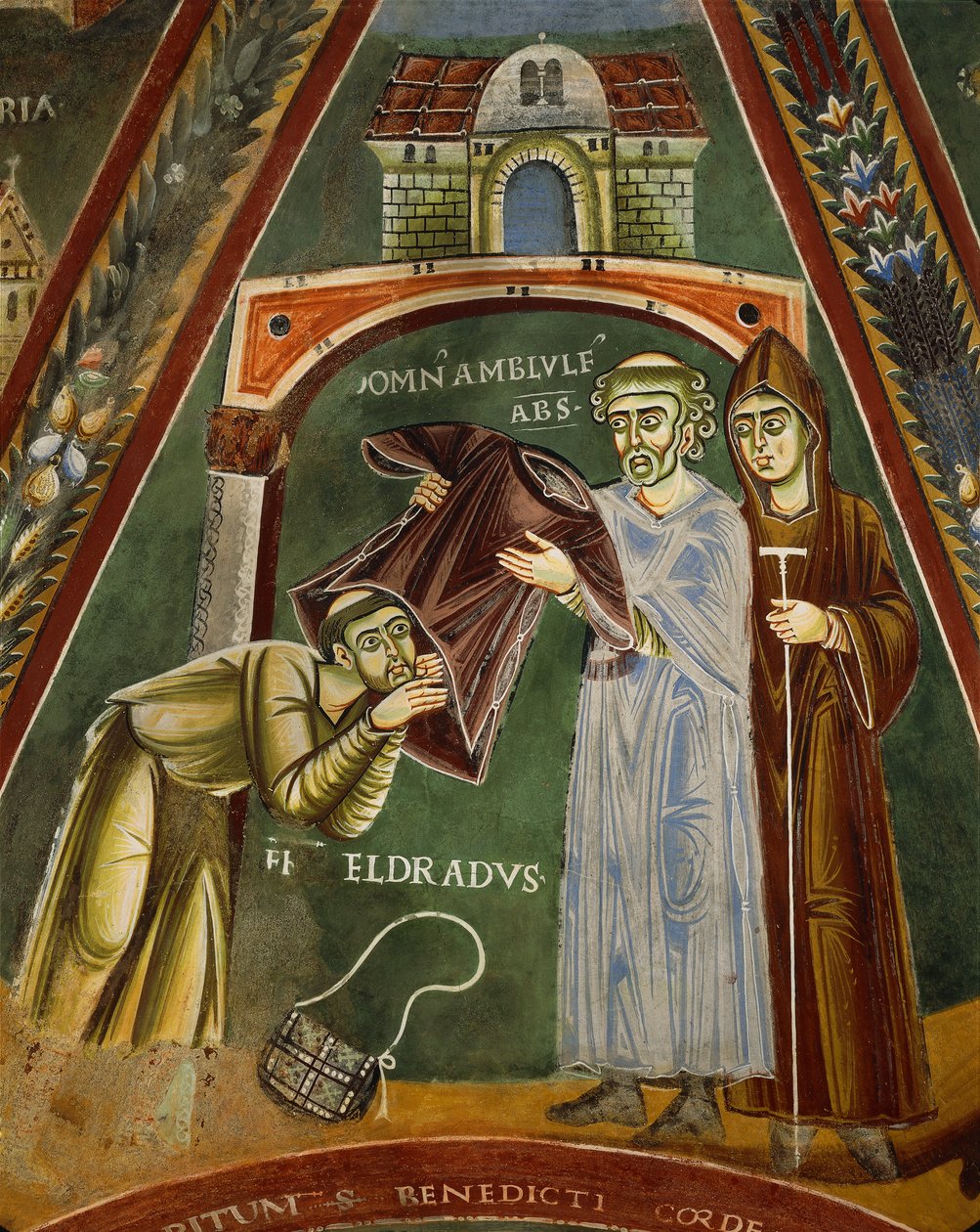 Saint Heldrad vender tilbage fra Santiago de Compostela, i kapellet St. Heldrad og Nicholas (fresco) af Italian School