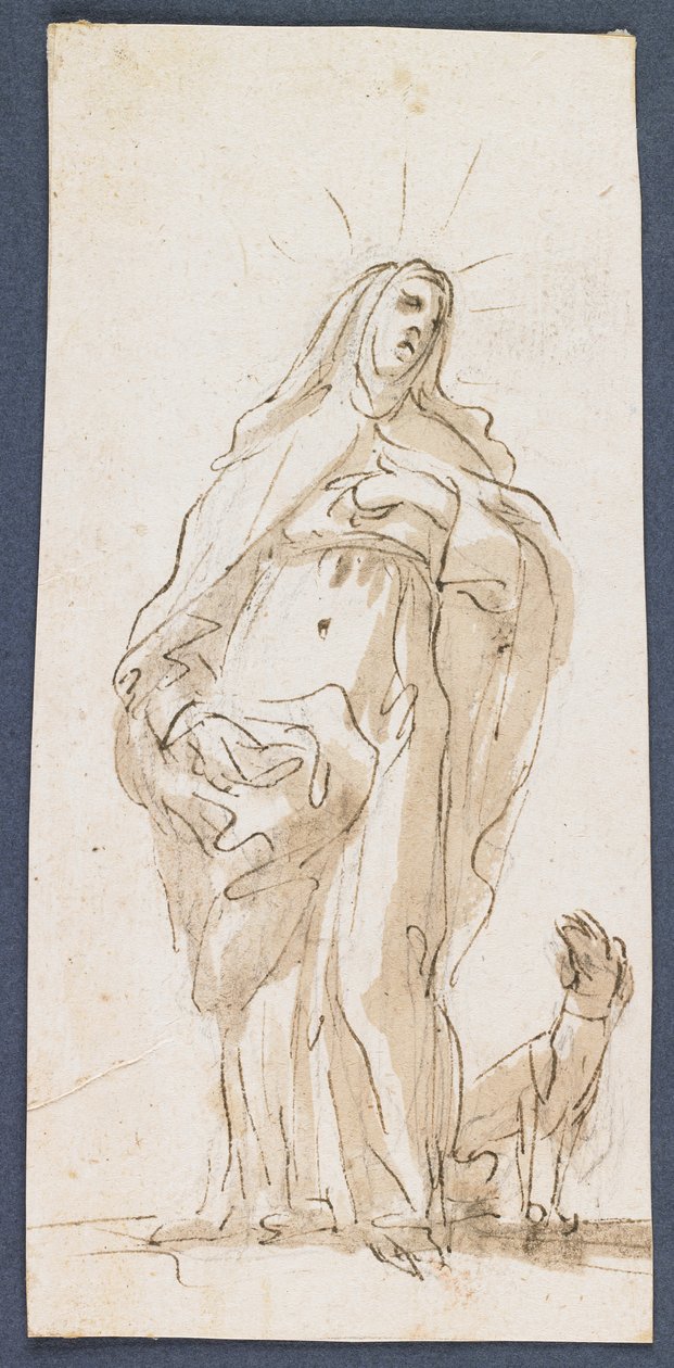Saint Margaret of Cortona, slutningen af det 17. århundrede (pen & brunt blæk & vask over sort kridt) af Italian School