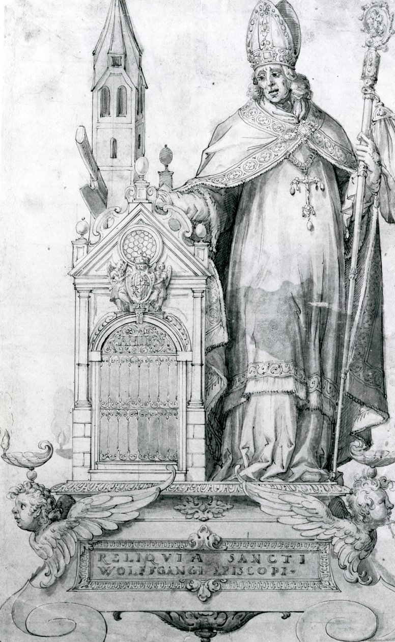 Sankt Wolfgang af Regensburg (ca. 934-994) (gravering) af Italian School